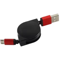 USB Ladekabel USB A-ST auf USB Micro B-ST ausziehb. rot 0,8m