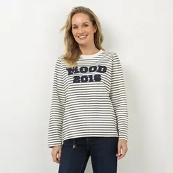 STRANDFEIN Sweatshirt Rundhalsausschnitt Applikation vorne figurumspielend