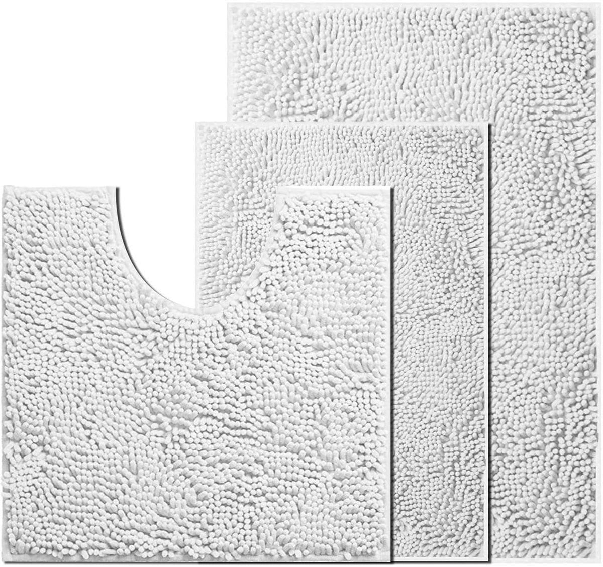 Omgoods Set van 3 Zachte Waterabsorberende Badmatten - Wit