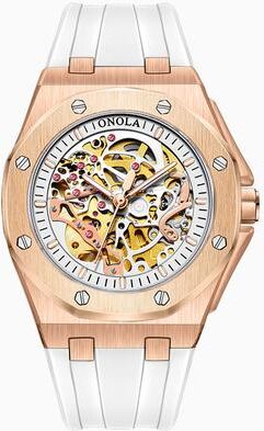 Youfap Market Premium Luxury Sports Men Waterproof Automatic Mechanical Wristwatch rose White