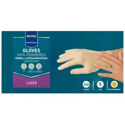 METRO Professional Einmalhandschuhe, Latex, ungepudert, Größe S, weiß, 100 Stück