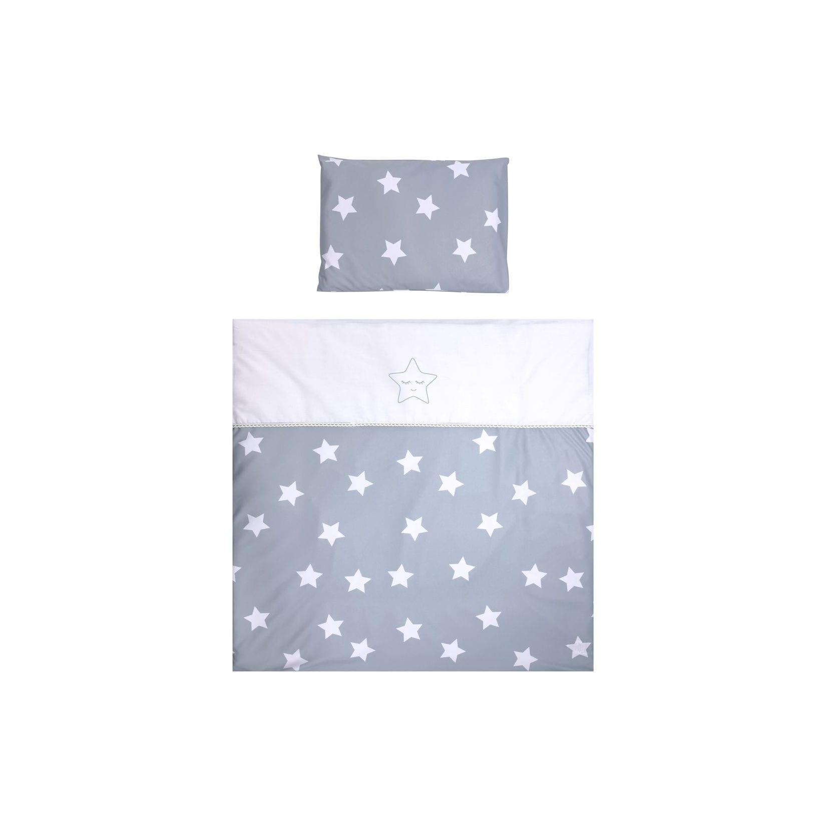 Lorelli Baby-Bettwäsche 7-teiliges Set First Dreams Decke Kissen Laken Himmel grau Sterne