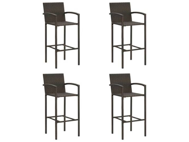 TUERYAFEK Barhocker 4 STK. Braun Poly Rattan Stahlgestell Pulverbeschichtet, Fußstütze, Wetterbeständig, Pflegeleicht, 110 kg Belastbar