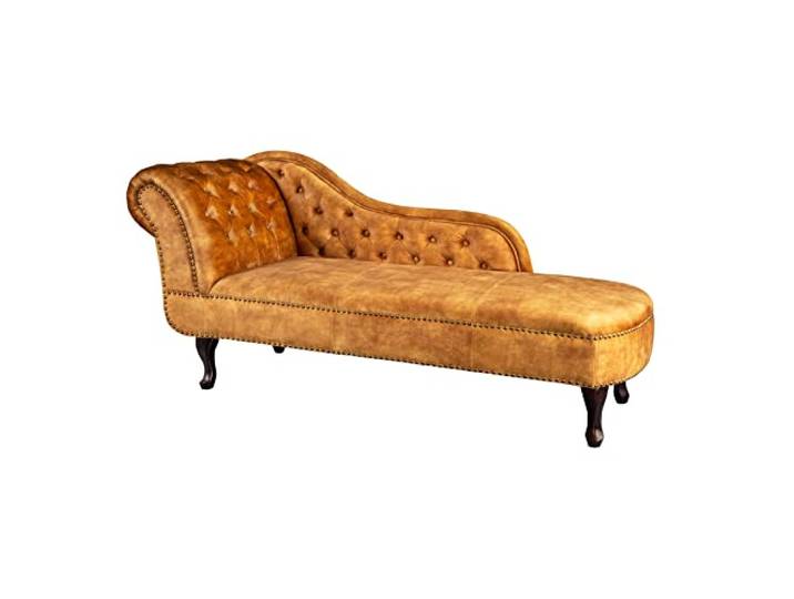 Recamiere CHESTERFIELD - 170cm - senfgelb - Samt - Knopfheftung Nosagfederung, Ziernieten, englischer Stil, Rundum-Bezug, pflegeleicht, belastbar bis 200 kg