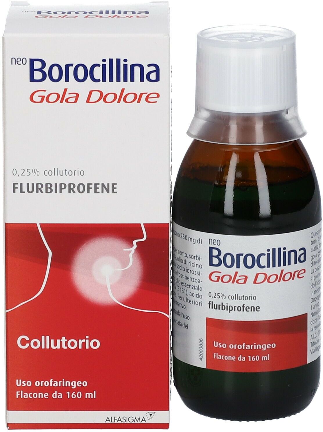 ALFASIGMA SpA NeoBorocillina, Gola Dolore Collutorio, 160 ml