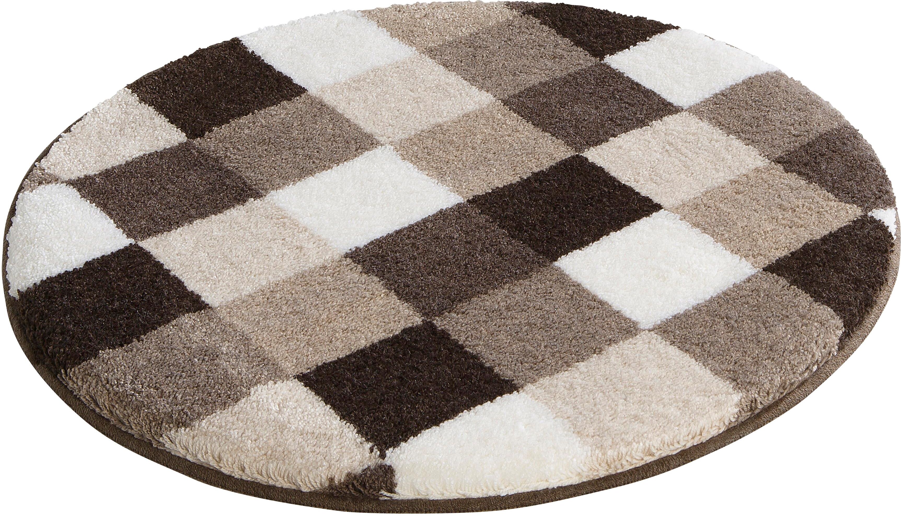 Badematte GRUND "Mosaik, Badvorleger, Badezimmer Teppich, sehr weich" Gr. 7, beige (natur), H:20mm, Kunstfaser, Badematten, Badematte, angenehm weich, auch als 3 teiliges Set erhältlich, Made in Europe natur rund ( Ø 70cm)