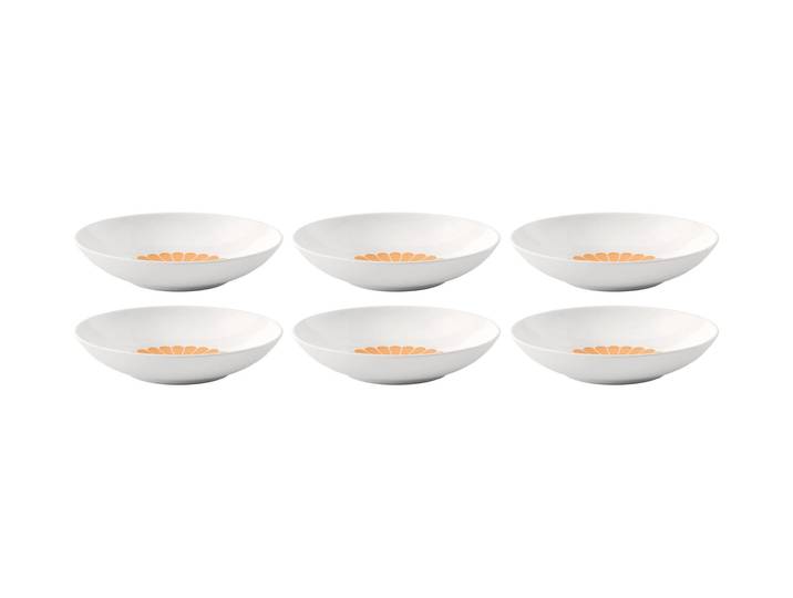 Dessertschale VILLEROY & BOCH Villeroy & Boch Dessert-Schale Fleur 6 Stück, Gelb , weiss (gelb), Porzellan, Schüsseln, Dessertschale