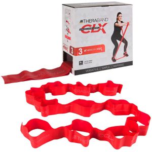 THERABAND Fitnessband Übungsband CLX, mittel, 2 m x 5 cm, bis 1,7 kg Widerstand, rot, Flachband aus Gummi, mit Schlaufen