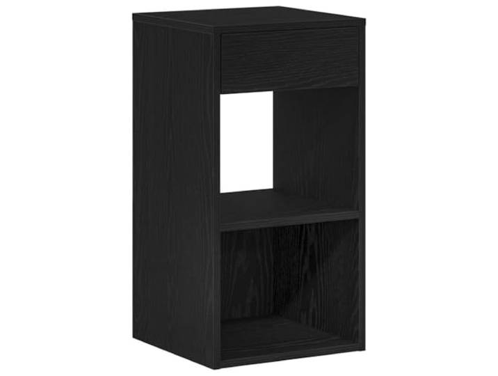 KUPTYERFG Nachttisch Schwarz Eichen-Optik 35x34x66,5 cm Nachtkommode Kompakter Beistelltisch fürs Schlafzimmer mit 1 Schublade und 2 offenen Fächern für Bücher und Dekoration.