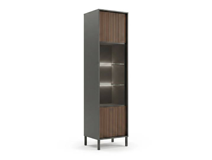 Vitrine 1 porte Asti Anthracite/noyer - Basika