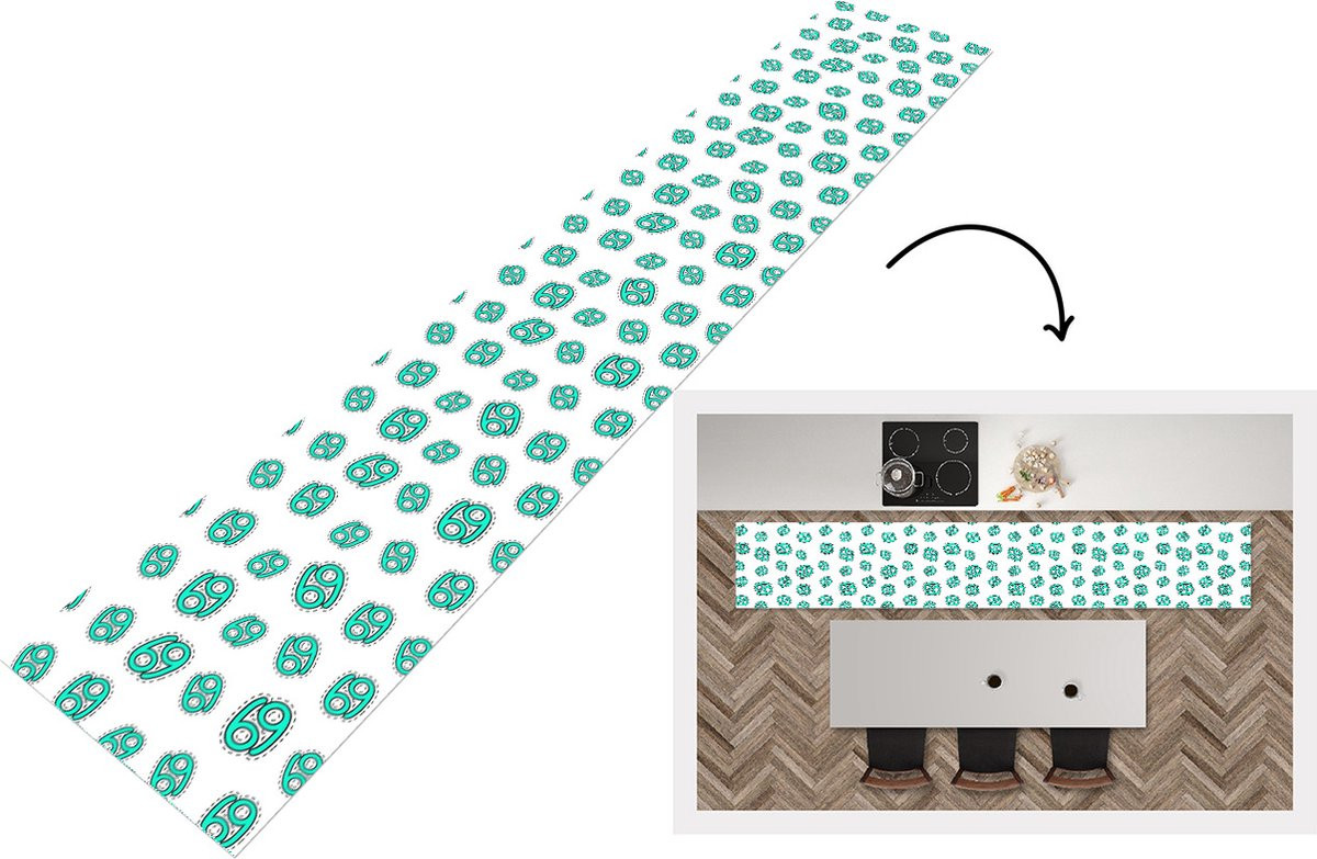 Keukenloper Vinyl met Kreeft Zodiac Design - 300 x 50 cm