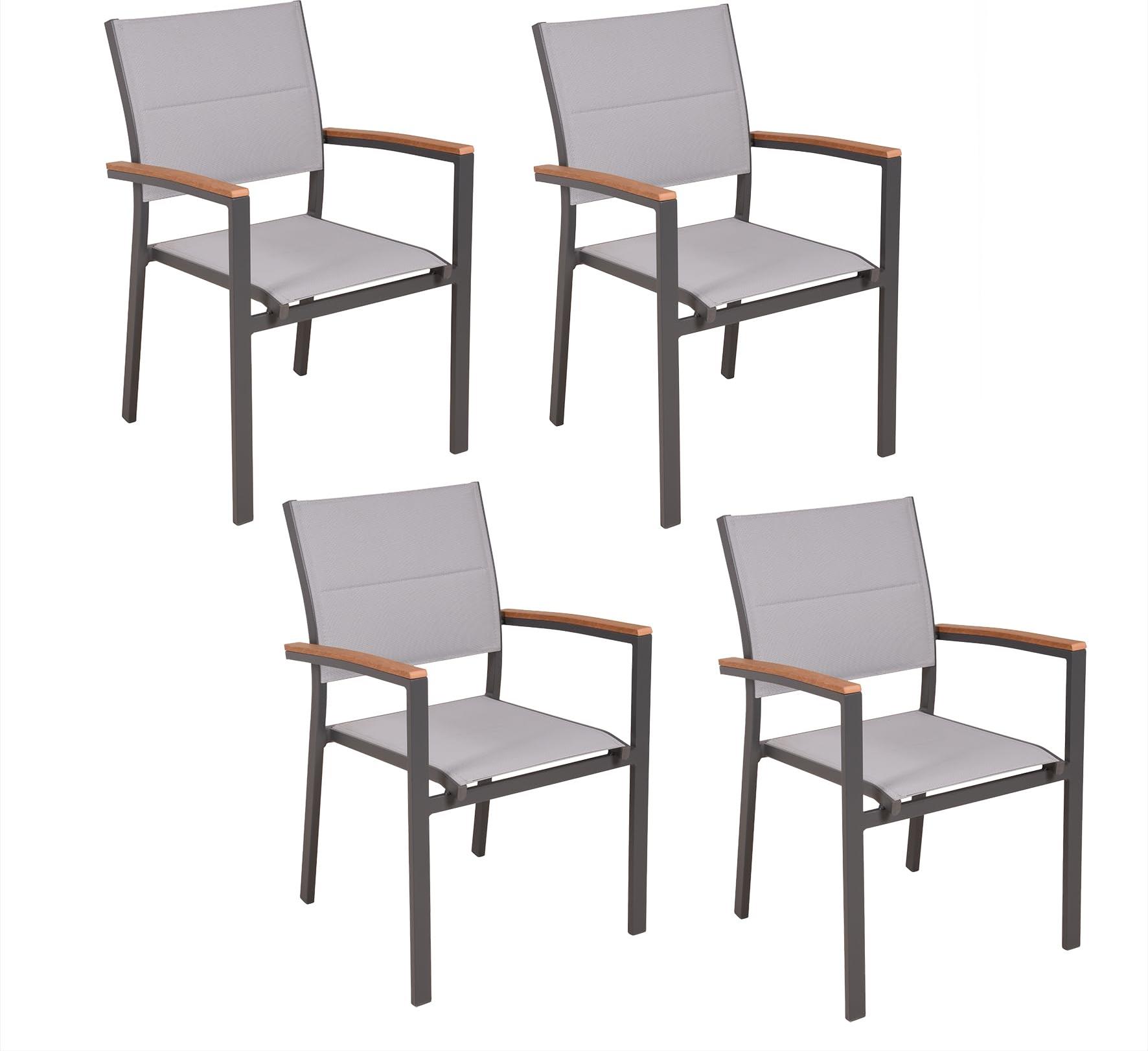 Gartenstuhl 4er Set KARINA - Kunststoff, Hellbraun | Stapelstuhl Wetterfest Gartenstühle Outdoor Essstühle