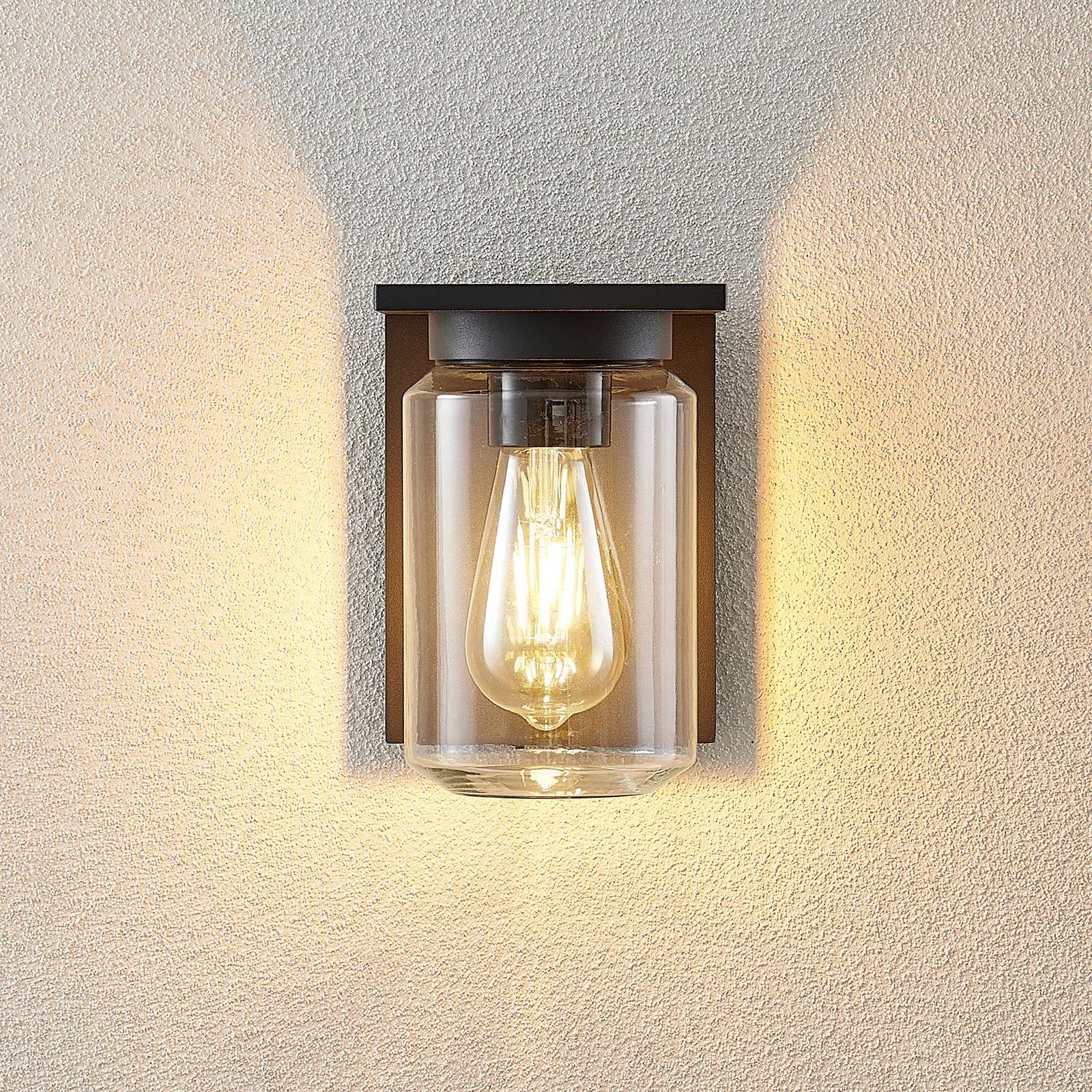 Außenwandleuchte Semka Lucande, dimmbar, schwarz, Aluminium, Modern, Wandleuchte außen