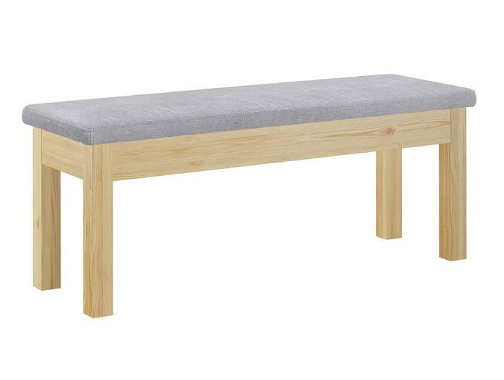 Gemütliche Holzbank 120 x 40 Küchenbank Kiefer Massiv Grau Gepolstert