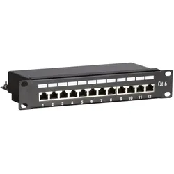 Ds-It Patchpanel 10”, 12-fach FTP Patchpanel CAT 6, Server Zubehör, Schwarz