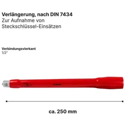 Wetec, Steckschlüssel + Stecknuss, Verlängerung, 1.000 V, 125 mm, 250 mm, 1/2 "