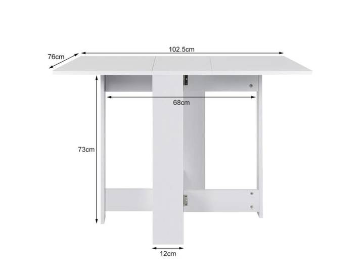 Table Pliante Contemporaine - Blanc - 4-6 personnes - 103 x 76 x 73 4 cm