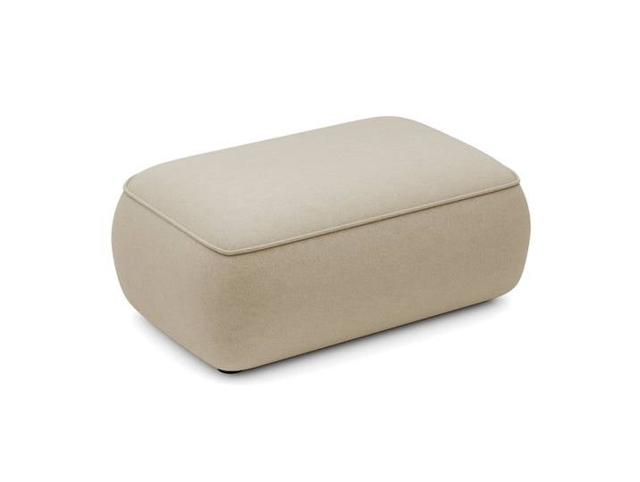 Beiger Ovo-Pouf aus Velours in leicht zu reinigendem Stoff