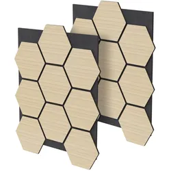AKUSTIKPANEEL 2er Set Schallschutzplatten Hexagon Eiche Holzoptik 66x81x2 cm aus Filz