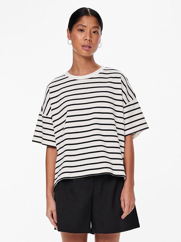 Pieces Shirt in Weiß/ Schwarz - L