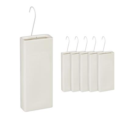 Relaxdays Luftbefeuchter Heizkörper, 6er Set, Wasserbehälter für Heizung, zum Hängen, Keramik, Raumbefeuchter, creme