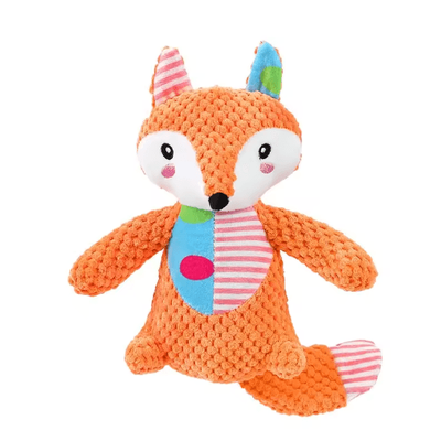 Inspire Picks Animal Shape Plush Dog Toy Squeaky Chew & Teeth Cleaning Toy For Small Breed Puppies fox as The Pictures