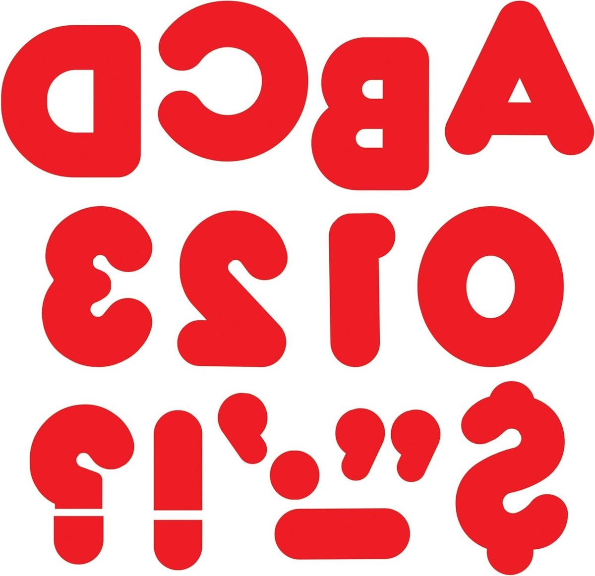 Klas Decoratie Herbruikbare Papieren Letters, Leestekens en Cijfers - Rood - 4 inch