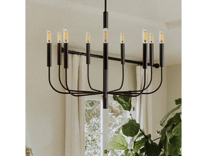 Lustre Brianna, noir, Ø 84 cm, à 9 lampes, métal - FEISS - Salon / séjour - Multi-ampoules