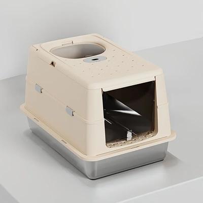Inspire Essentials Stainless Steel Covered Cat Litter Box With Non Slip Mat 7