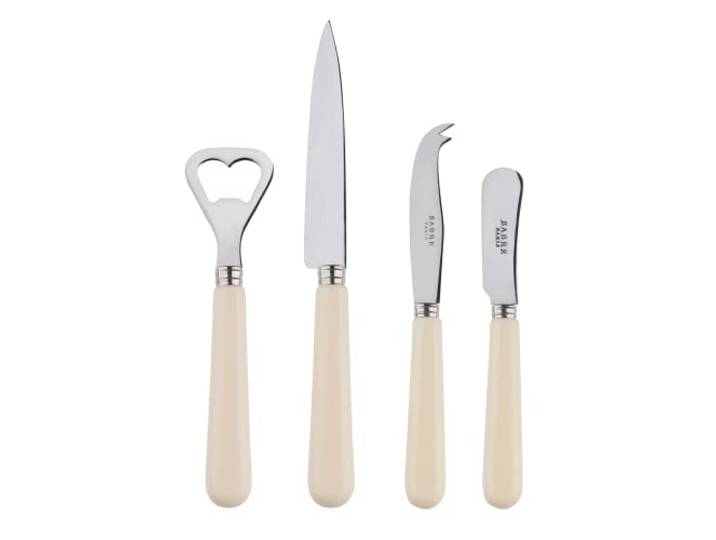 SABRE PARIS Apero-Set, 4-teilig -21 cm - Pop - Flaschenöffner, Spickmesser, kleines Käse- & Buttermesser - Edelstahl & Acryl - Spülmaschinenfest - Elfenbein