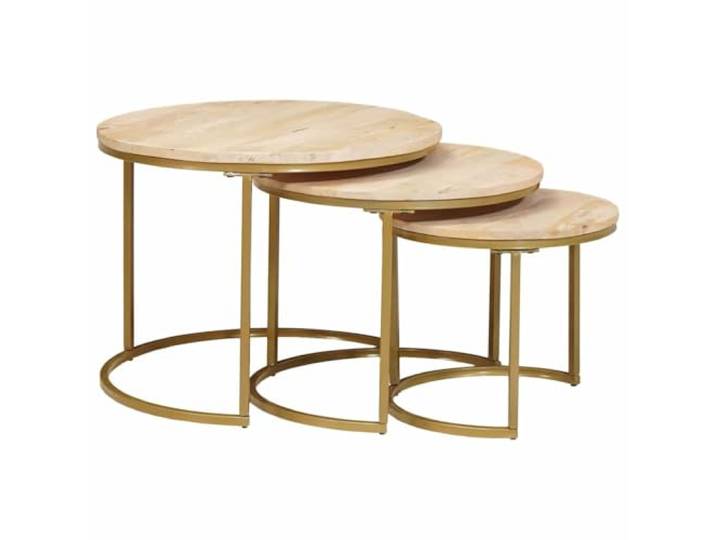 KTHLBRH Runde Tische aus Mangoholz 3 Stück Stapelset Industriedesign lackierter Stahl modernes Wohnzimmer