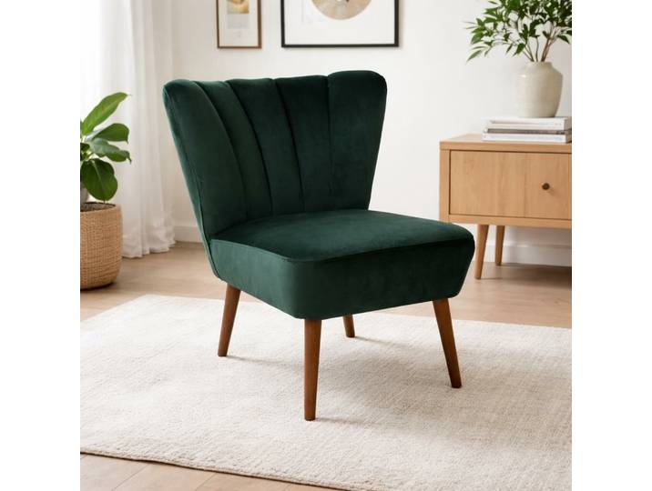 Retro Cocktailsessel RENO Samt RIVIERA tannengrün