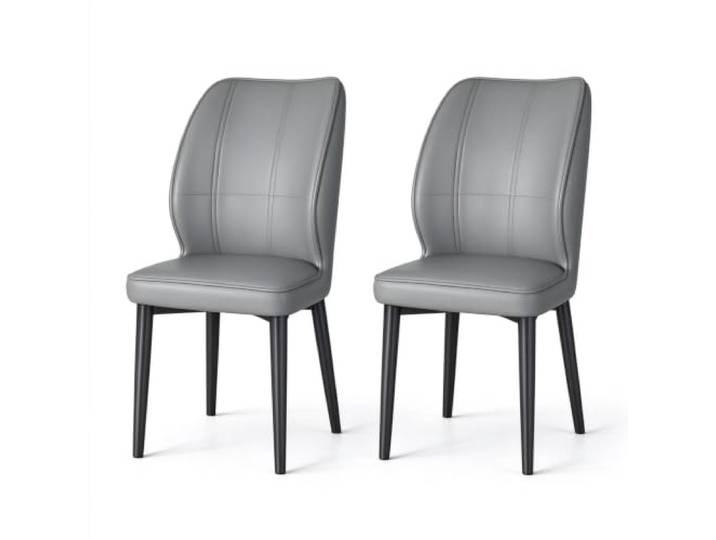 Minimalistischer Esszimmer-Akzentstuhl, Stuhl aus PU-Leder PU-Leder, dichtes Rückprallkissen, solide Stütze aus Kohlenstoffstahl, ideal for gewerbliche Cafés(Dark gray,2ps)