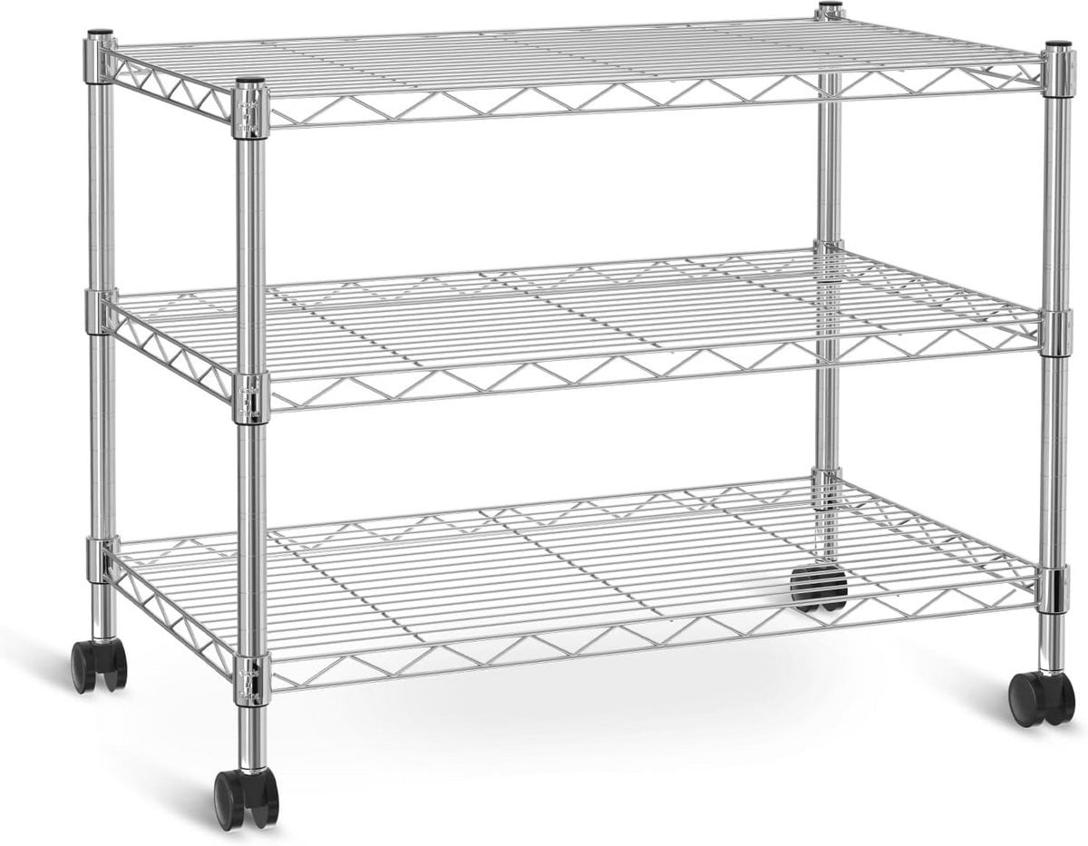 Merkloos 3-laags Heavy Duty Opslagrek met Chroomstructuur voor Huis en Kantoor