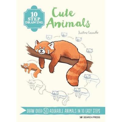 10 Step Drawing: Cute Animals, Taschenbuch von Justine Lecouffe, Search Press Ltd, 978-1-80092-236-5