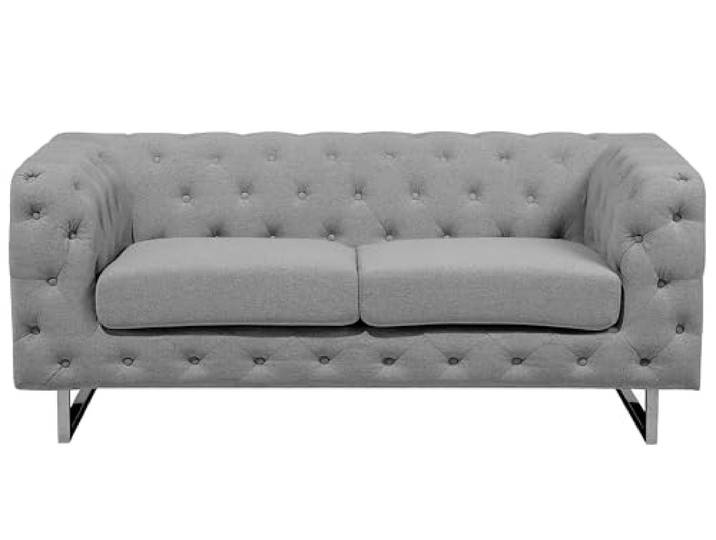 Luxuriöses 2er Sofa Polsterbezug Chesterfield Stil hellgrau Vissland