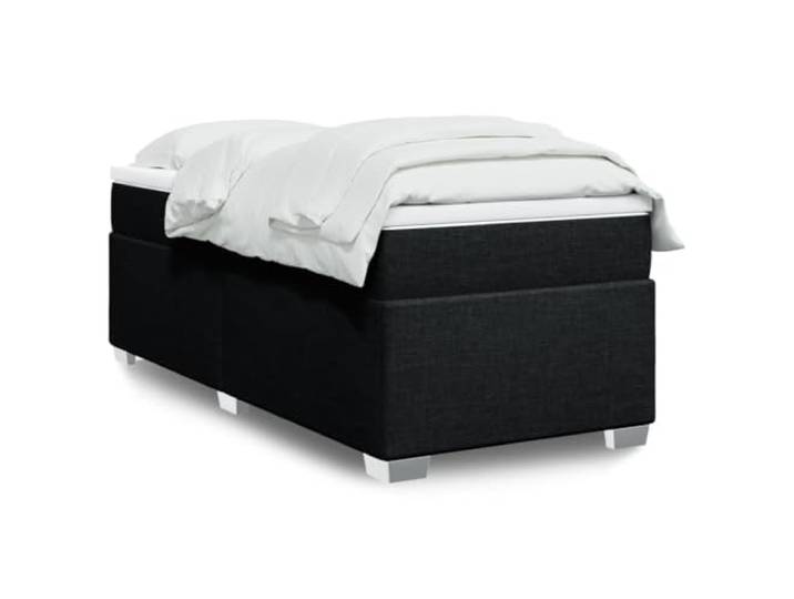 PUGYNBK Boxspringbett mit Matratze, Schwarz, 90 x 190 cm Taschenfederkerne, Polyestergewebe, waschbarer Matratzenschoner, Folie inklusive