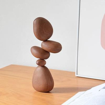 Uplift Picks Nordic Solid Wood Puzzle Wall Decor Stone Shape Art Ornament a