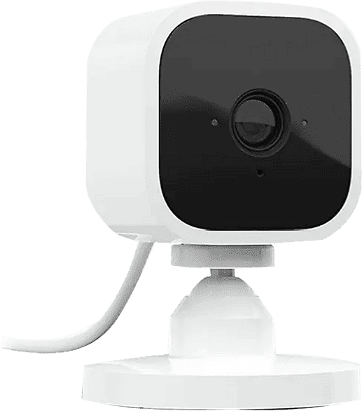 Cámara de seguridad - Amazon Blink Mini, 1080p, Detección movimiento, Visión nocturna,Talkback,Alexa,Blanco