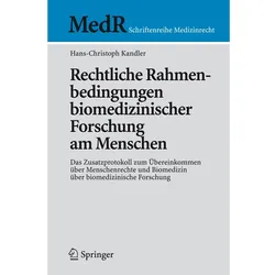 Rechtliche Rahmenbedingungen biomedizinischer Forschung am Menschen, Fachbücher von Hans-Christoph Kandler