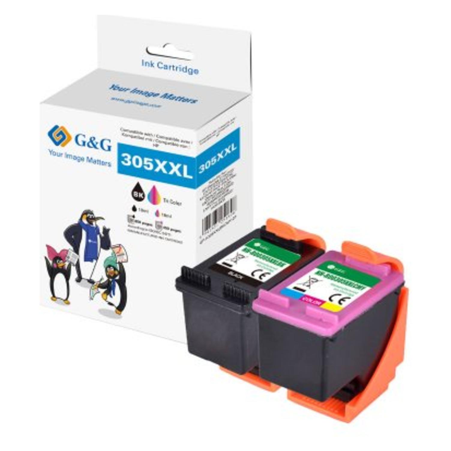 G&G XXL-Patronen 2er Set für HP 305XL/ 3YM62AE + 3YM63AE (BK, C, M, Y) (19550)