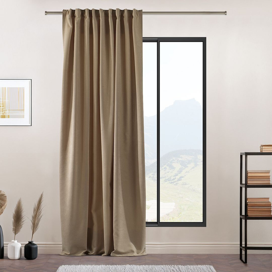 Lilijan Home & Curtain Extra Long & Extra Wide Decorative Curtain Single Panel Beige 280cm Width x 325cm Drop