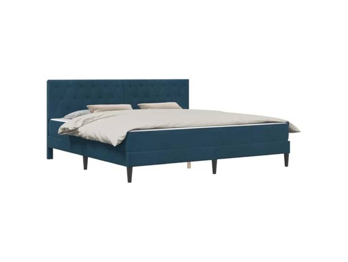 HBBMGYD Bett mit Matratze, Kopfteil, Velours, Blau, 200 x 200 cm Blauer Samtrahmen, Lattenrost inklusive, Kopfteil aus Sperrholz, Stauraum unter dem Bett, Füße