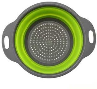 Inspired Finds Collapsible Silicone Drain Basket Foldable Fruit & Vegetable Washing Colander Set green