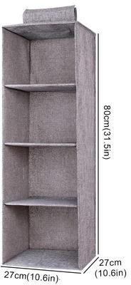 Uplift Essentials Wardrobe Hanging Storage Organizer With Collapsible Shelves gray 4 layer