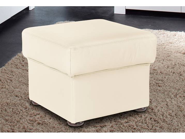 Hocker SIT & MORE Benson , beige (creme), B:58cm H:45cm T:58cm, Luxus-Kunstleder;NaturLeder (der Sockel ist in passendem Kunstleder bezogen);Luxus-Microfaser Altara Nubuck, Hocker, Polsterhocker