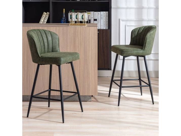 Wahson Tabouret de Bar Lot de 2 Chaise de Bar Moderne avec Dossier Tabouret Bar Chaise Haute Bar pour Cuisine Cuir PU Vert