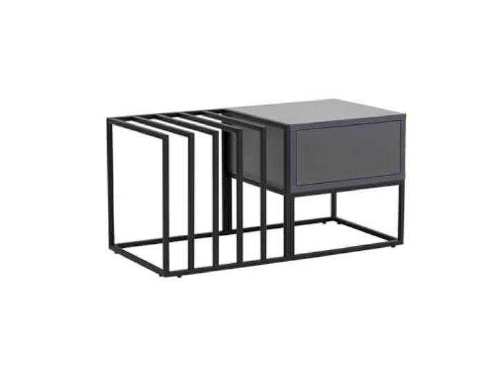 Hanah Home Moderner schwarzer Couchtisch mit Metallbeinen, 90 x 37 x 90 cm 100% melaminbeschichtete Spanplatte, Tragkraft 12 kg Stilvolles Industriedesign für Zuhause