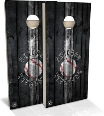 Skip's Garage Chicago W Baseball Outdoor Cornhole Board Set