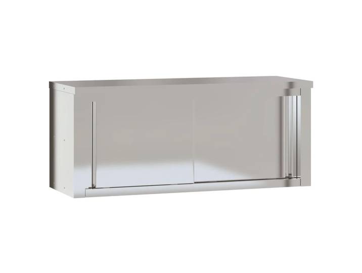 vidaXL Küchen-Wandschrank Mit Schiebetüren Edelstahl, Silberfarben, Metall, 40x46x110 cm, Küchen, Küchenmöbel, Küchenschränke, Küchenoberschränke